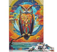 Puzzle astratto colorato a forma di gufo da 1000 pezzi per bambini dai 18 anni in su - Puzzle per attività in famiglia, giochi educativi, difficili e stimolanti (38x26 cm)