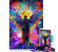 Puzzle astratto con angelo dai colori vivaci,1000 pezzi,per ragazzi,divertente attività di memoria,collegamento pulito e senza soluzione di continuità,rilassante attività di gruppo al chiuso (38x52cm)