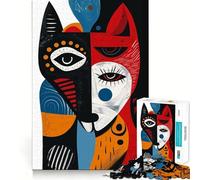 Puzzle astratto con animali carini,1000 pezzi,gioco stimolante per la mente,incastro perfetto,nessun pezzo si stacca,sfida interattiva per il cervello per la casa (38x52cm)