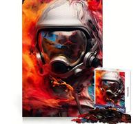 Puzzle astratto con astronauta e fiamme, 1000 pezzi, per adulti, che stimola le capacità cognitive, rilassante e divertente, con chiusura a scatto, ideale come regalo di Natale (50x75cm)