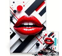 Puzzle astratto con labbra rosse da 1000 pezzi per adolescenti, gioco di puzzle per allenare la mente, gioco di gruppo, assemblaggio artistico, regalo classico (38x52cm)