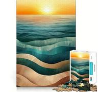 Puzzle astratto con onde dell'oceano al tramonto, 1000 pezzi per adolescenti, rompicapo, attività per la casa, taglio premium, articolo regalo di Babbo Natale 38x52cm