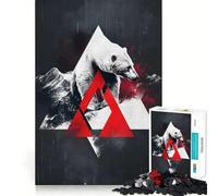 Puzzle astratto con orso polare rosso per adulti, 1000 pezzi, gioco di logica mentale, rilassante e divertente, taglio preciso, piacevole sorpresa (38x26cm)