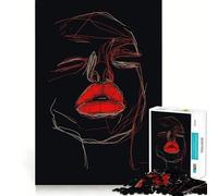 Puzzle astratto con ritratto di labbra rosse per adolescenti, 1000 pezzi, gioco di logica e abilità, rilassante, taglio preciso, regalo perfetto (50x75cm)