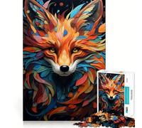 Puzzle astratto con ritratto di volpe rossa, 1000 pezzi, per adulti, gioco di logica, calma e relax, taglio preciso, oggetto ideale per i desideri di Babbo Natale (50x75cm)