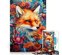 Puzzle astratto con ritratto di volpe rossa, 1000 pezzi, per ragazzi, gioco di logica fine, facile da usare, bordi puliti, regalo per le feste (50x75cm)