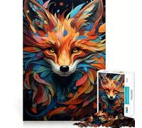 Puzzle astratto con ritratto di volpe rossa, 1000 pezzi, per ragazzi, gioco di logica, rilassante e divertente, taglio preciso, regalo artistico (38x52cm)
