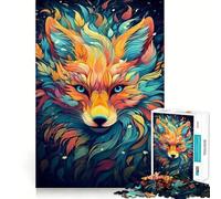 Puzzle astratto con ritratto di volpe rossa per adolescenti, 1000 pezzi, gioco di logica, rilassante, taglio preciso, (38x52cm)