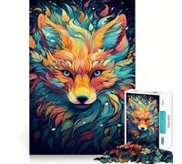 Puzzle astratto con ritratto di volpe rossa per adulti, 1000 pezzi, gioco di logica mentale, rilassante e divertente, taglio preciso, piacevole sorpresa (50x75cm)
