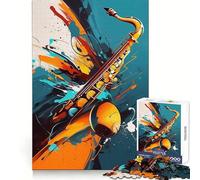 Puzzle astratto con sassofono per adulti, 1000 pezzi, gioco di logica, hobby tranquillo, taglio perfetto, regalo elegante (38x26cm)