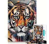 Puzzle astratto con tigre da 1000 pezzi per adulti, gioco di logica, divertimento in casa, bordi precisi, oggetto da collezione 38x52cm
