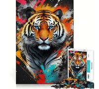 Puzzle astratto con tigre dipinta, 1000 pezzi, per adulti, gioco stimolante per la mente, per il tempo libero, con dettagli nitidi, (38x52cm)