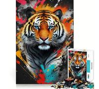 Puzzle astratto con tigre dipinta, 1000 pezzi, per adulti, un rompicapo che stimola la mente e permette di assemblare lentamente l'immagine Regalo perfetto (50x75cm)