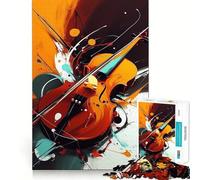 Puzzle astratto con violino da 1000 pezzi,gioco creativo per sviluppare le capacità di abilità,incastro perfetto,nessun pezzo si stacca,attività per rafforzare i legami affettivi (50x75cm)