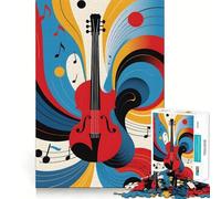 Puzzle astratto con violino per ragazzi,1000 pezzi,stimolante per la mente,divertente,con componenti robusti e ben definiti,un'attività di gruppo emozionante (38x26cm)