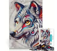 Puzzle astratto con volto di lupo,1000 pezzi,divertente gioco di allenamento cognitivo,pezzi ad incastro perfetti,regalo di compleanno,rompicapo (50x75cm)