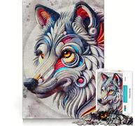 Puzzle astratto con volto di lupo,1000 pezzi,per adulti,gioco di memoria,taglio di qualità professionale,attività di gruppo emozionante (38x52cm)