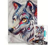 Puzzle astratto con volto di lupo per adulti,1000 pezzi,gioco di memoria,taglio di alta precisione,attività creativa per momenti di tranquillità ed esercizio mentale a casa (38x26cm)