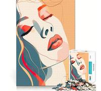 Puzzle astratto da 1000 pezzi con linee del viso di donna,ideale per adolescenti,gioco cognitivo,incastro perfetto,compatto e divertente per il tempo libero in famiglia (38x26cm)