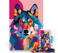 Puzzle astratto da 1000 pezzi con lupo per adulti,gioco stimolante per la mente,superficie liscia e priva di sbavature,hobby affascinante per i momenti di svago (38x52cm)