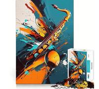 Puzzle astratto da 1000 pezzi con sassofono, ideale per adulti, con elementi di logica e abilità Regalo perfetto Dimensioni: 50x75cm