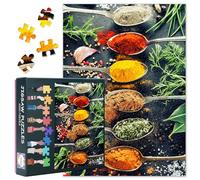 Puzzle astratto di spezie artistiche da 1000 pezzi - Fantasia ingredienti da cucina design sfidante Premium Puzzle - 27,5 x 19,7 pollici