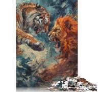 Puzzle astratto di tigre e leone, sfida difficile, 100% cartone riciclato, per donne e uomini, regali per la festa della mamma, 1000 pezzi (75x50 cm)