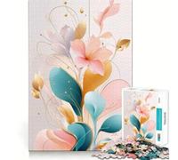Puzzle astratto floreale color verde acqua e oro pastello da 1000 pezzi per adolescenti, gioco di logica e abilità, morbido, rilassante, taglio preciso, regalo prezioso (38x52cm)