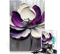 Puzzle astratto floreale viola e bianco da 1000 pezzi per adulti, gioco cognitivo per momenti di condivisione, assemblaggio di motivi, oggetto ideale per i desideri di Babbo Natale (50x75cm)