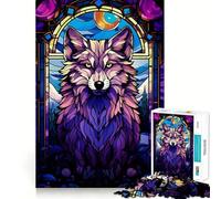 Puzzle astratto "Lupo Magenta Notte" da 1000 pezzi per adulti,gioco di memoria divertente,taglio esperto,attività di gruppo rilassante da interno (38x26cm)