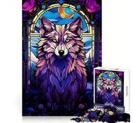 Puzzle astratto per adulti "Lupo Magenta Notte" 1000 pezzi, stimolante per l'analisi, ideale per il relax e il tempo libero, con incastri precisi, perfetto come regalo invernale (38x26cm)