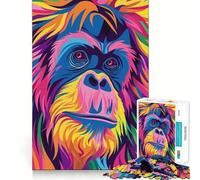 Puzzle astratto piatto con orango da 1000 pezzi per ragazzi, puzzle di memoria, leggero, rilassante, immagine da assemblare, (50x75cm)