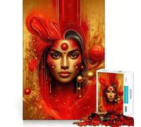 Puzzle astratto rosso da 1000 pezzi per adulti, gioco per esercizi mentali, relax, taglio di precisione, regalo elegante (38x52cm)