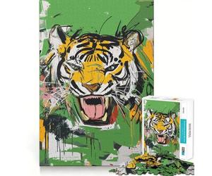 Puzzle astratto "Tiger Roar" per adulti, 1000 pezzi, gioco per esercizi mentali, rilassante, design, assemblaggio, regalo di Babbo Natale 38x26cm