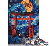 Puzzle astratto Torii Starry Nigh da 1000 pezzi per adulti, in legno riciclato al 100%, puzzle rigidi per donne e uomini, 1000 pezzi (75x50 cm)