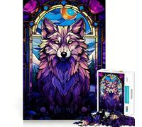 Puzzle astratto Wolf Magenta Night da 1000 pezzi per adolescenti,gioco di memoria e concentrazione,livello professionale,taglio,rilassante,attività di gruppo al chiuso (50x75cm)