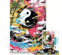Puzzle astratto Yin Yang Graffiti da 1000 pezzi per adolescenti,gioco di abilità mentale,taglio laser per un incastro perfetto,rilassante attività di gruppo al chiuso (38x26cm)