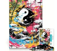 Puzzle astratto Yin Yang Graffiti da 1000 pezzi per adulti,divertente per allenare la mente,con componenti robusti e ben definiti,ideale per una pausa rilassante (50x75cm)