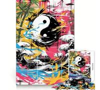 Puzzle astratto Yin Yang Graffiti per adolescenti, 1000 pezzi, esercizio mentale, leggero svago, taglio preciso, regalo di Natale (38x52cm)
