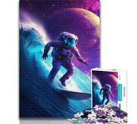 Puzzle Astronauta che fa surf 1000 pezzi Puzzle per adulti e ragazzi, giocattoli educativi per l'apprendimento Giochi per famiglie Migliorano l'amore tra coppie 50x75cm