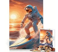 Puzzle "Astronauta che fa surf nell'oceano" per ragazzi, 1000 pezzi, stimola la memoria, facile da usare, bordi netti, regalo significativo (50x75cm)