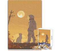 Puzzle "Astronauta che guarda il suo gatto" da 1000 pezzi per adolescenti, gioco educativo per lo sviluppo delle competenze, regalo perfetto per momenti speciali, dimensioni 38x26cm