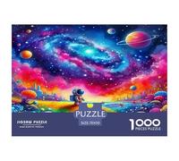 Puzzle astronauta in paesaggio cosmico, psichedelico e surreale, 1000 pezzi, decompressione, gioco divertente e stimolante, 70x50cm