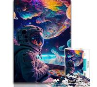 Puzzle Astronout che mangia la pizza per adolescenti 1000 pezzi giocattoli educativi per l'apprendimento giochi per famiglie che migliorano l'amore tra coppie (50x75cm)