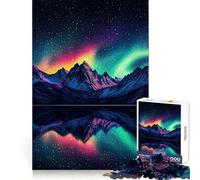 Puzzle "Aurora Boreale - Montagne" per adulti, 1000 pezzi, stimolante per la mente, facile da realizzare e rilassante, incastro perfetto, ideale come regalo di compleanno (50x75cm)