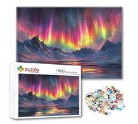 Puzzle Aurora Boreale Puzzle 1000 Pezzi Colore, Adulti e Adolescente Divertente Giocattolo per Giocare, Impegnativi Impossibile Jigsaw con Poster e Borsa Chiusa per Decorazioni Casa Regalo O-7