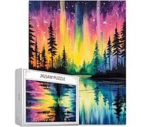 Puzzle Aurora Puzzle 1500 Pezzi Jigsaw Adulti DIY Classici Gioco, Puzzles a Forma di Lago, Giochi Rilassamento e Intelligence per Ragazzi da 14 Anni 87x57cm/1500 pcs con Scatola Regalo in Legno H-8131