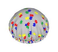 Puzzle Autismo Consapevolezza Riutilizzabile Impermeabile Lavabile Regolabile Adatto a donne Tutte le lunghezze di capelli Cuffia da a