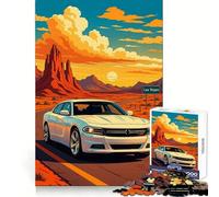 Puzzle "Auto bianca sulla strada per Las Vegas" per ragazzi, 1000 pezzi, stimolante per la memoria, leggero, distraente, ad incastro, ideale per le vacanze (50x75cm)
