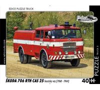Puzzle auto d’epoca Škoda 706 RTH CAS 25 camion dei pompieri 40 pezzi